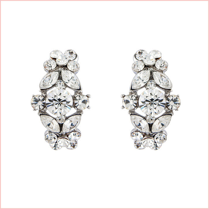 Collection of crystal wedding clip on earrings