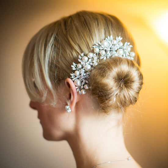 Leah wears Enchanting Pearl Hair Comb by Glitzy Secrets