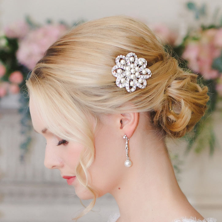 Collection of pearl wedding hair clips