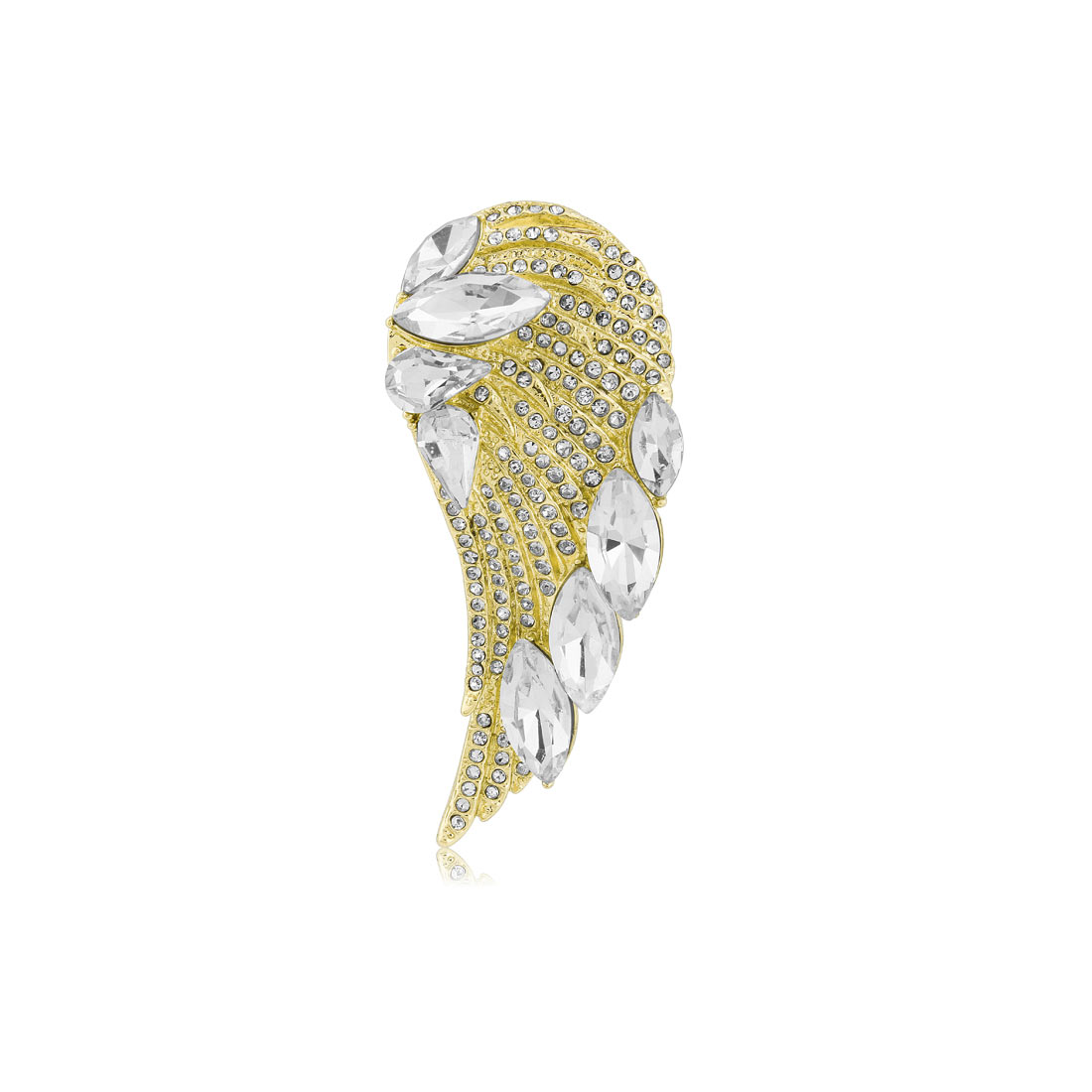 Angel of Gold Crystal Wing Brooch