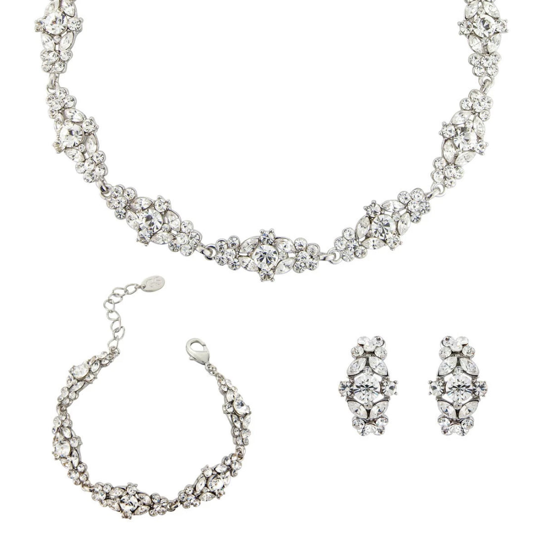 Bejewelled Starlet Bridal Clip On Earrings Jewellery Set