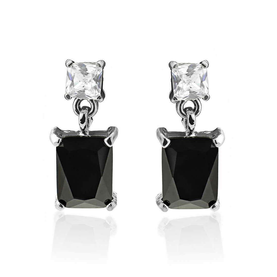 Chic in Monochrome Black Crystal Drop Earrings