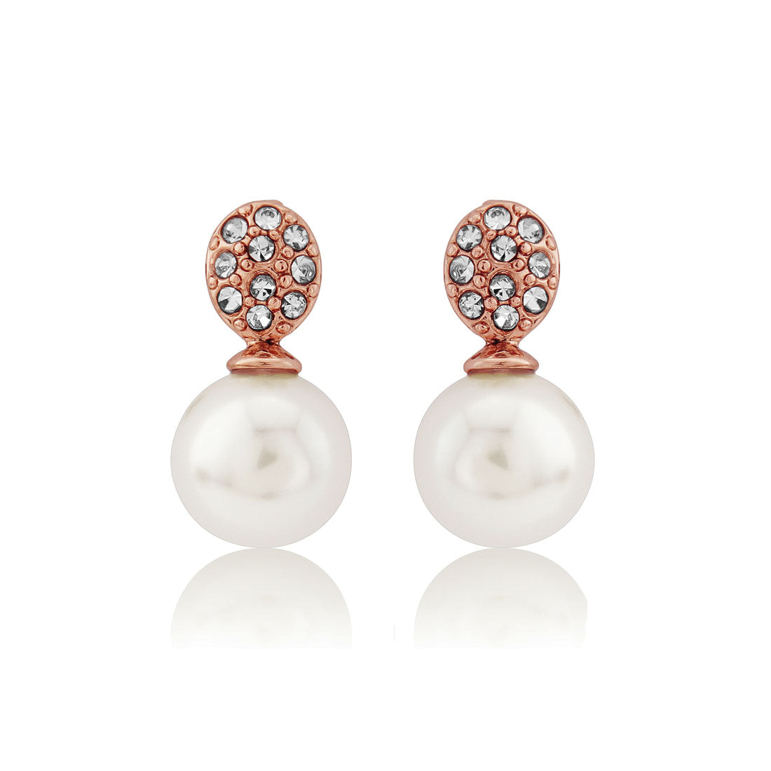 Elegance of Rose Gold Small Pearl Drop Wedding Earrings