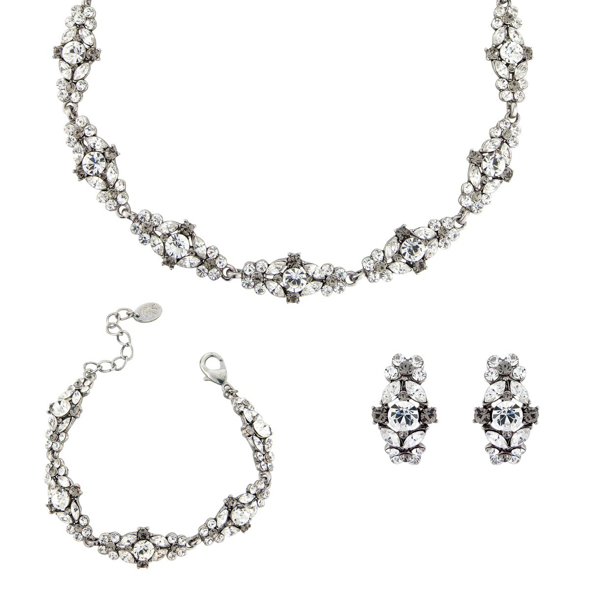 Forever Vintage Jewellery Set with Clip On Earrings, Necklace and Bracelet