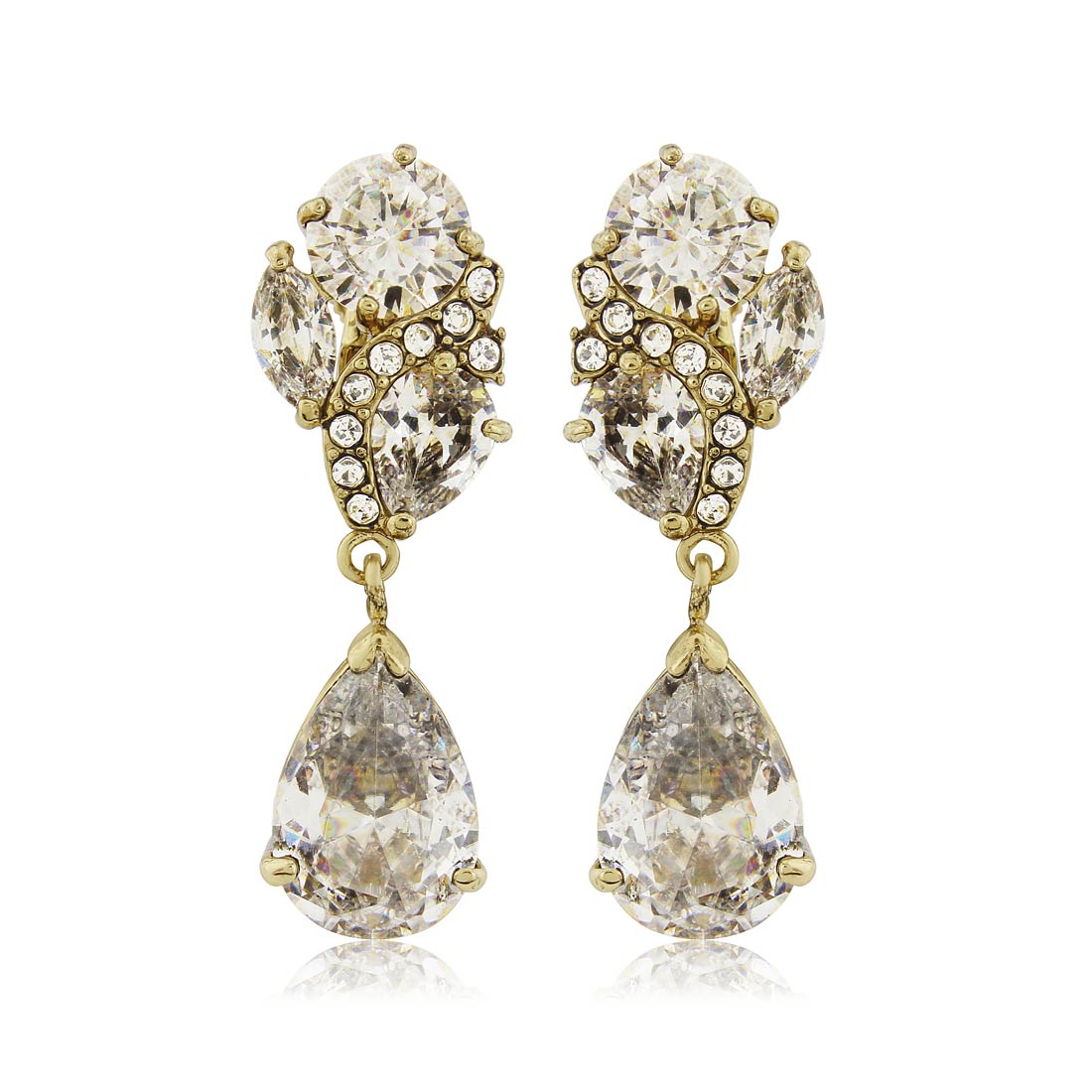 Gilt Treasure Gold Crystal Drop Clip On Earrings