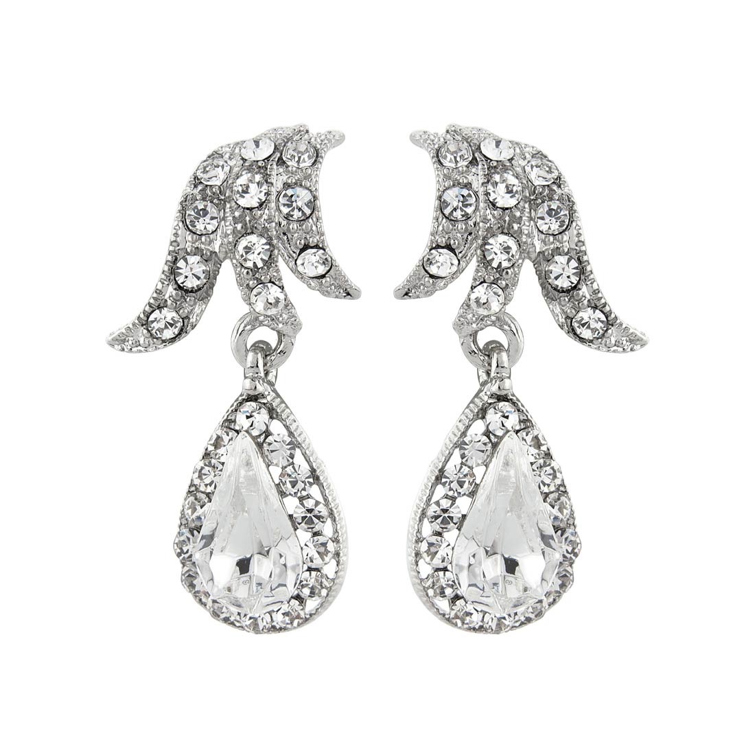 Graceful Starlet Tear Drop Crystal Bridal Earrings