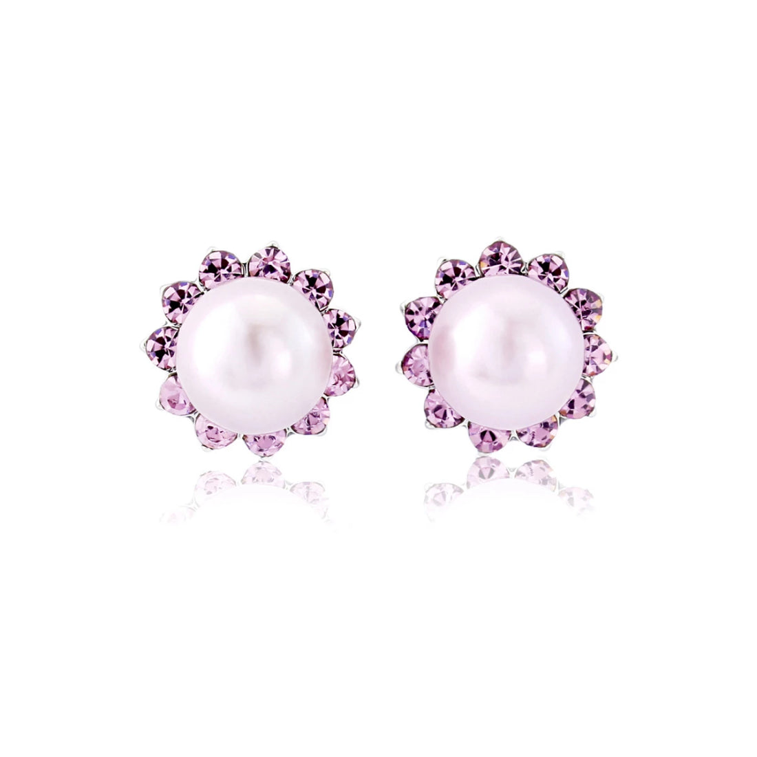 Haze of Amethyst Pearl Stud Earrings for Weddings & Bridesmaids