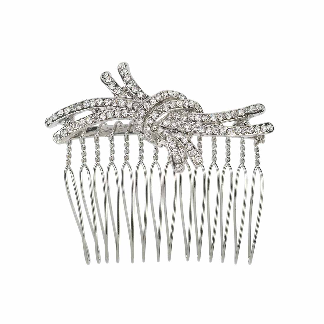 Love Knot Silver Crystal Hair Comb