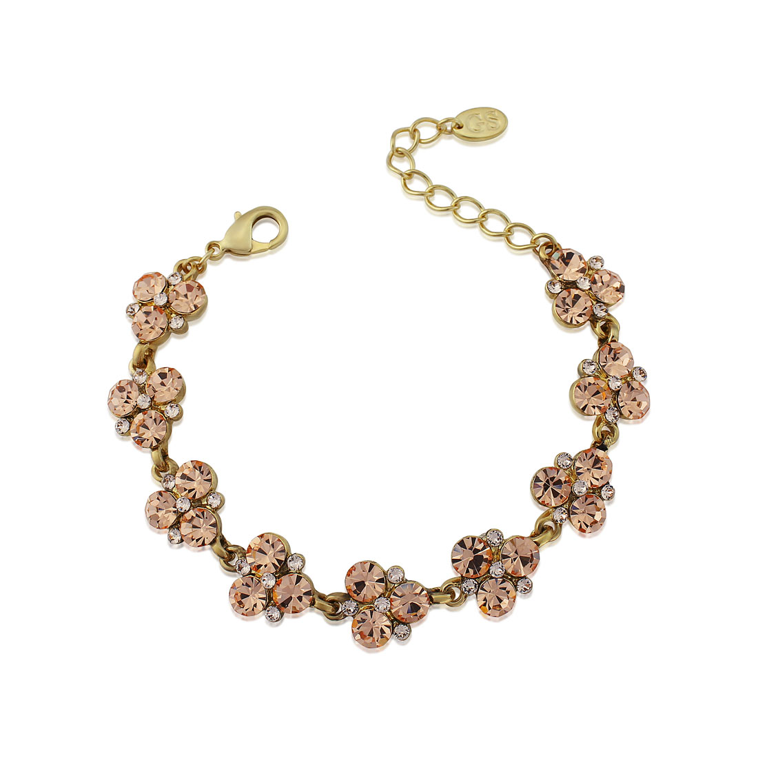 Peach Passion Crystal Gold Bracelet for Bridesmaids & Occasions