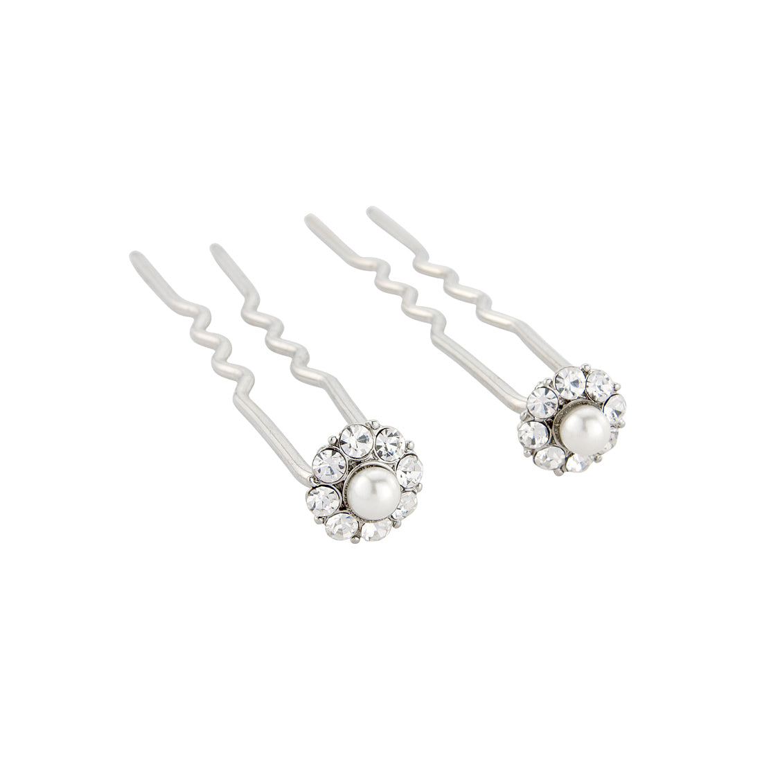 Pearl Dust Simple Wedding Hair Pins - Pair