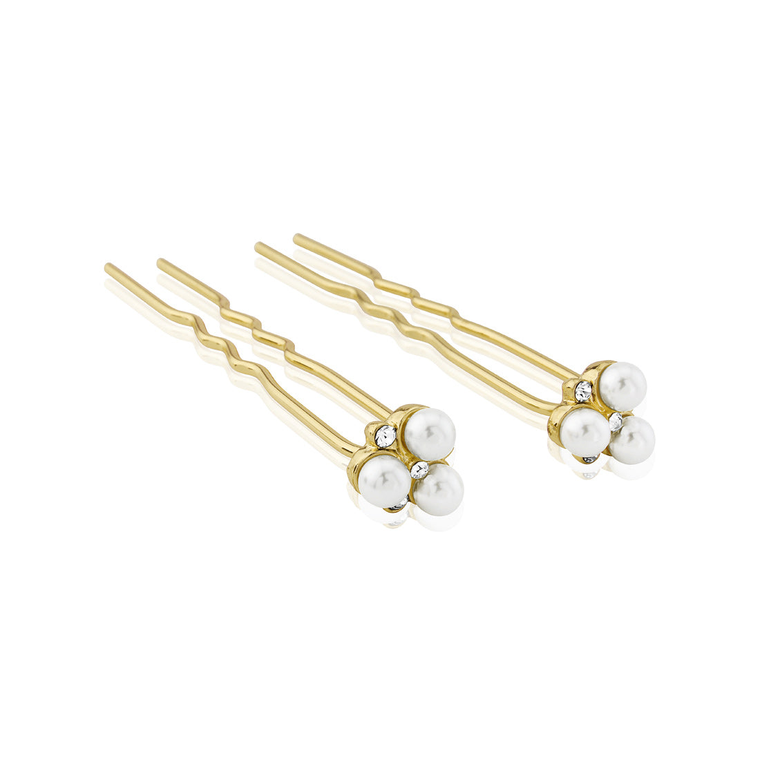 Pearls of Gold Cluster Bridal Hair Pins - Pair