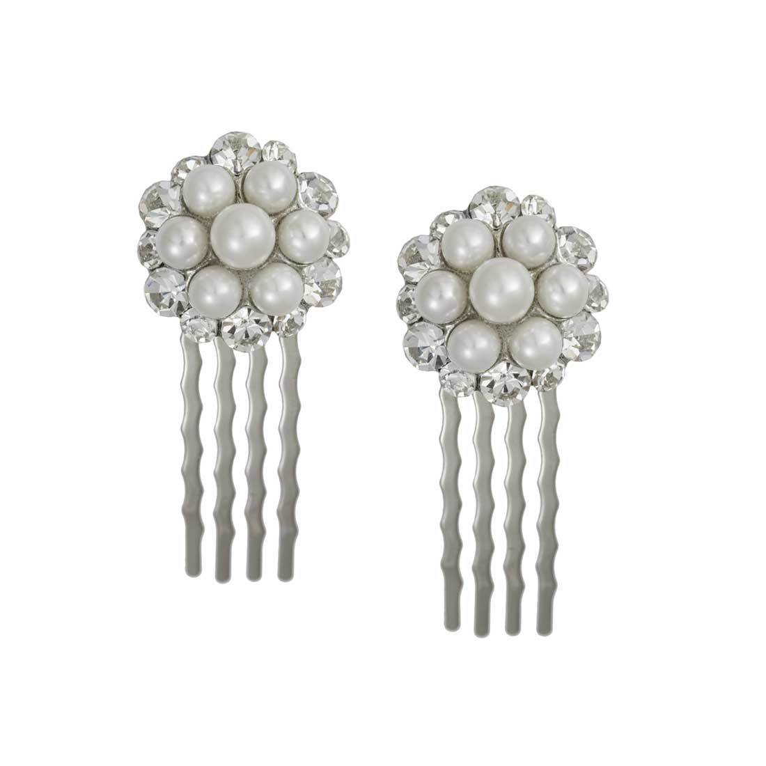 Pearls of Love Small Wedding Hair Combs - Pair