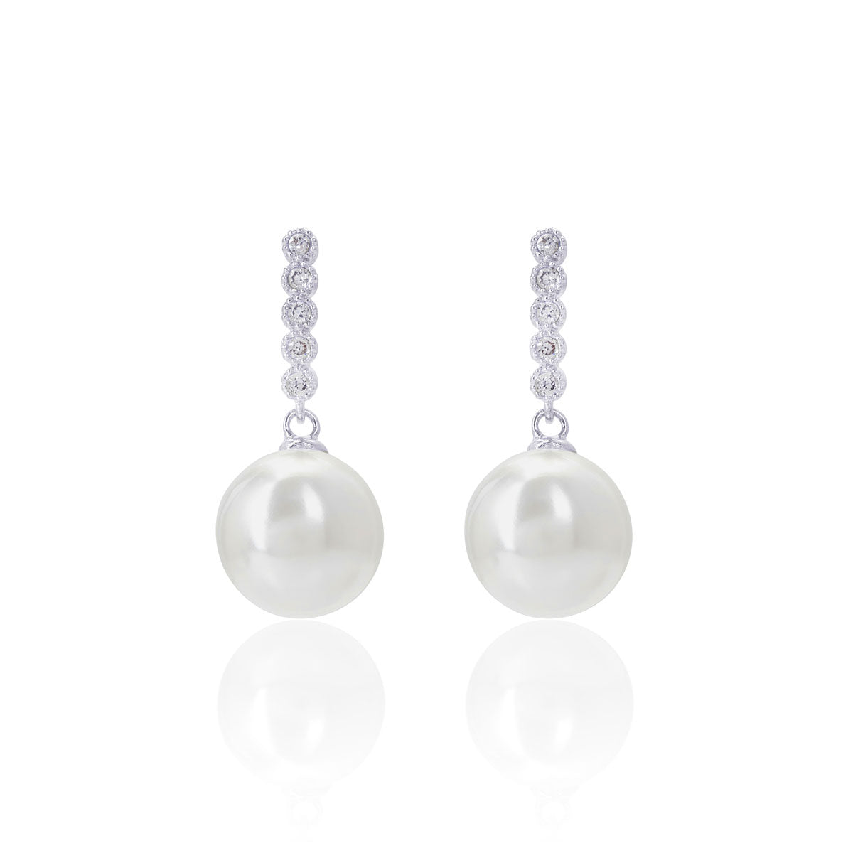 Pearls of Simplicity CZ Drop Wedding Earrings