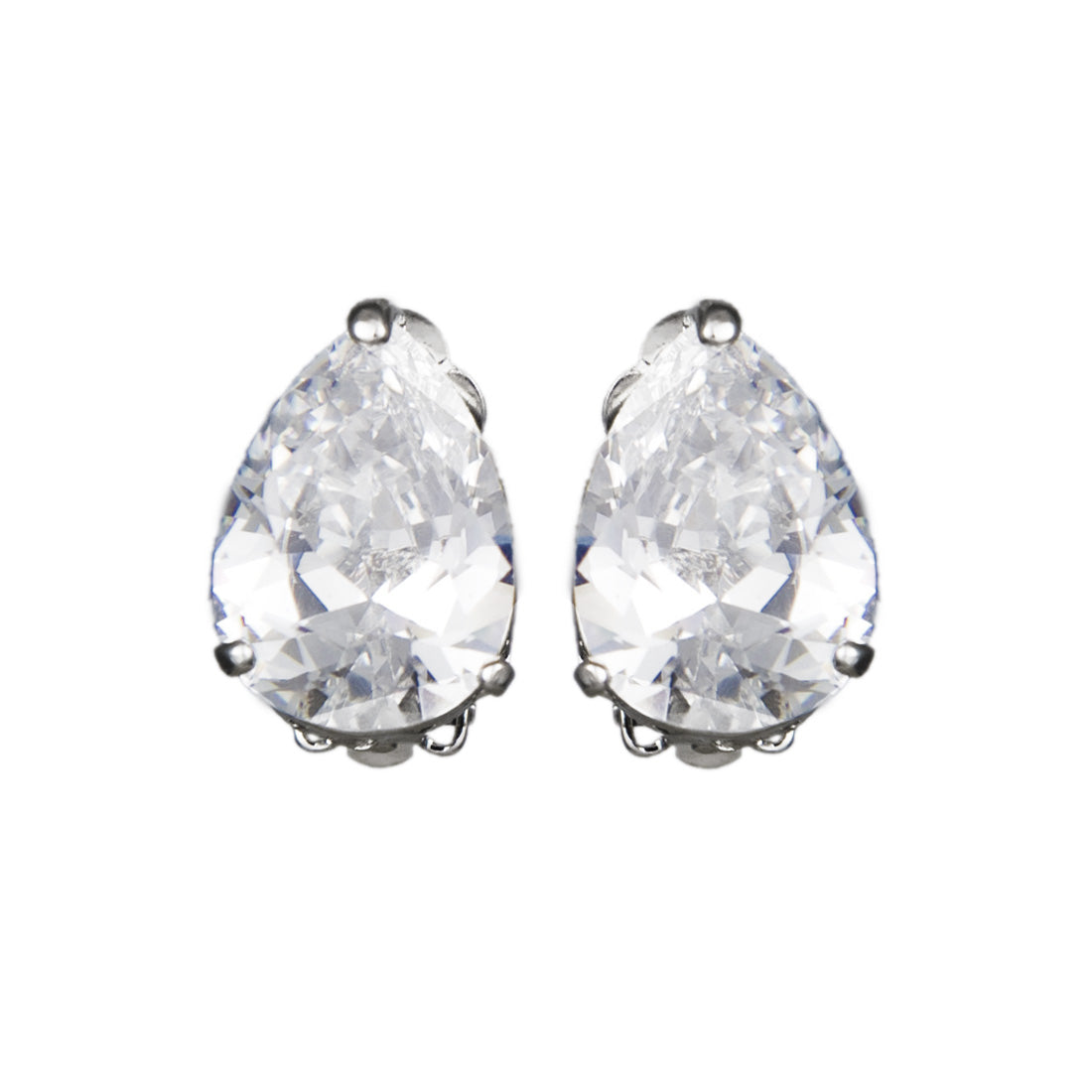Precious Starlet Pear Cut Cubic Zirconia Crystal Clip On Earrings