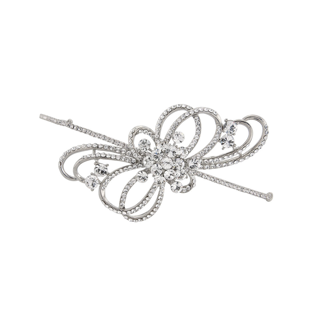 Ribbons of Beauty Bow Bridal Side Tiara on Crystal Headband