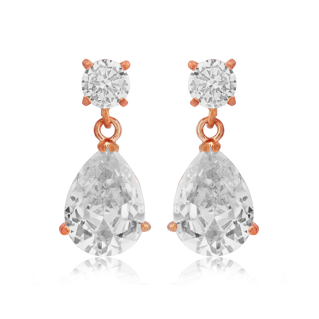 Romantic Starlet Rose Gold Cubic Zirconia Teadrop Earrings for Weddings & Occasions