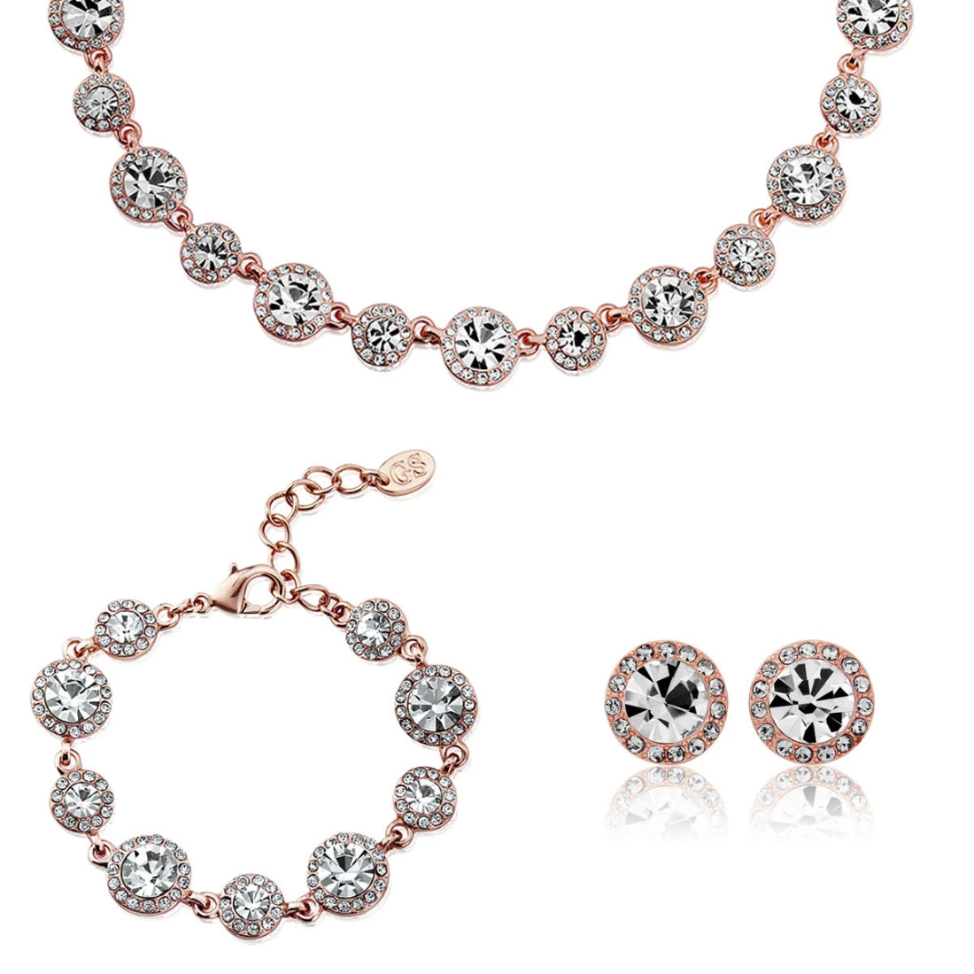 Rose Gold Starlet crystal wedding jewellery set