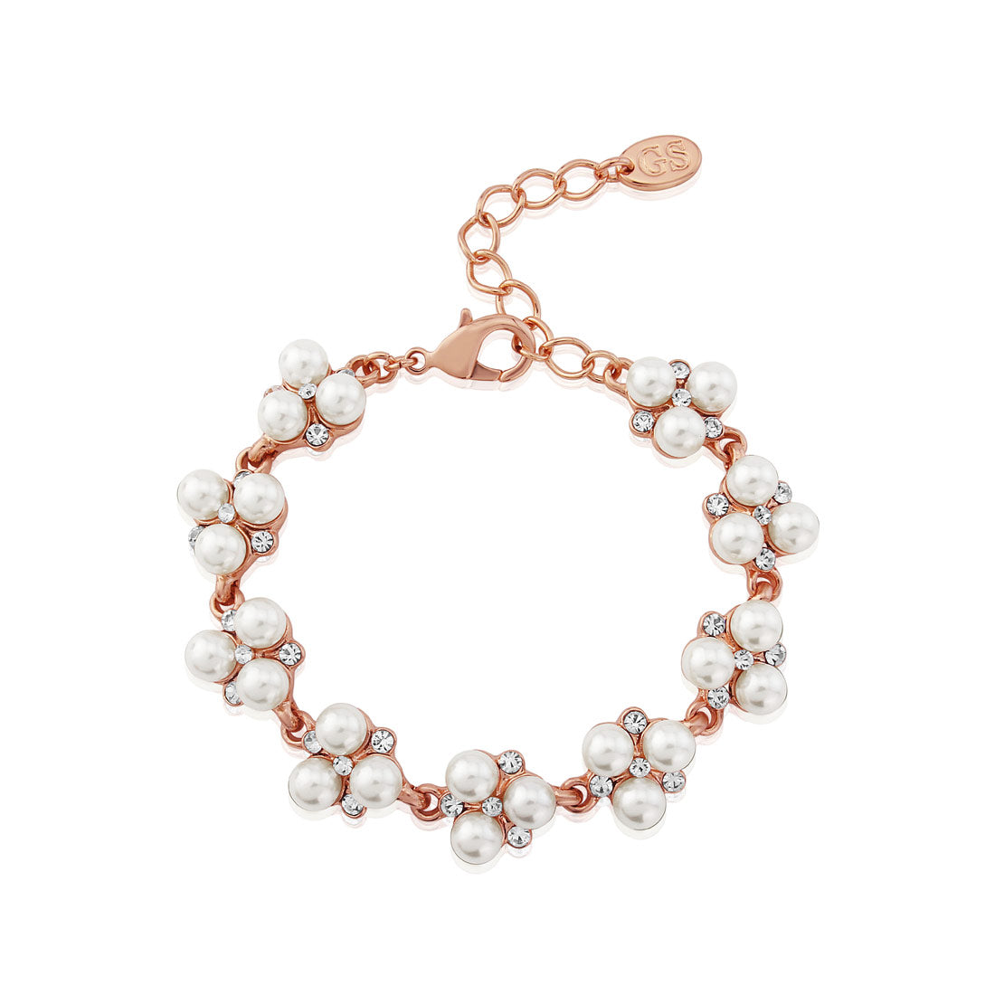Shimmer of Rose Gold Pearl & Crystal Bracelet