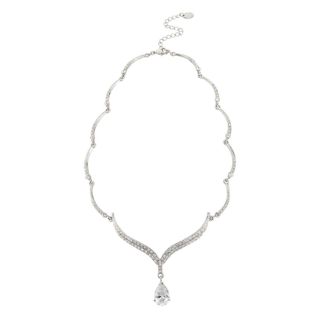 Silver Screen Beauty Crystal Y wedding necklace