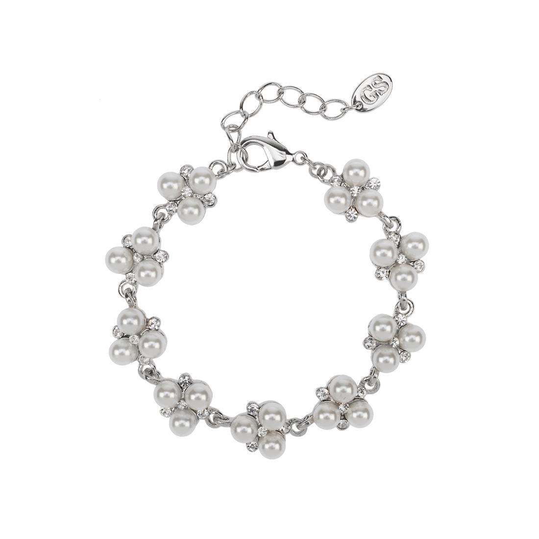 Simply Pearl and Crystal Silver Bridal Bracelet