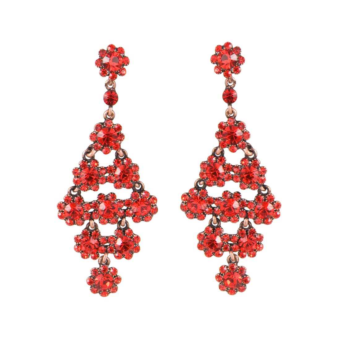 Strictly Scarlet Red Crystal Statement Chandelier Earrings