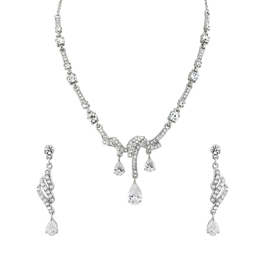 Timeless Beauty Jewellery Set featuring crystal drop earrings and necklace