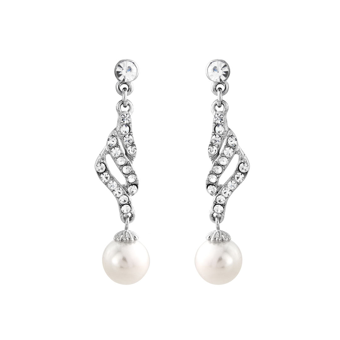 Vintage Elegance Small Crystal & Pearl Drop Bridal Earrings