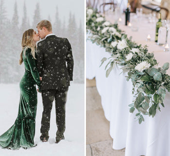 Dramatic White & Green Christmas Wedding Ideas