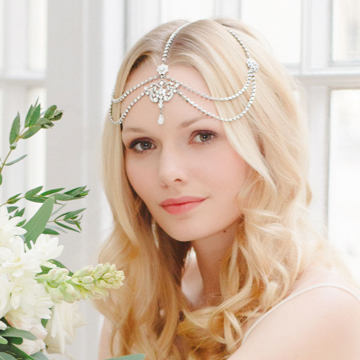 1940s inspired crystal headpieces for brides