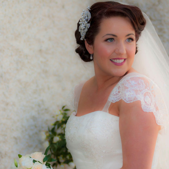 Doireann wears Exquisitely Pearl Large Hair Comb by Glitzy Secrets