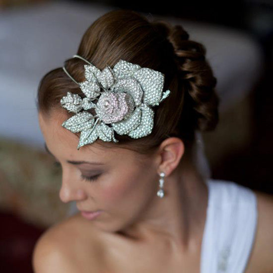 Jennifer wears Rose of Extravagance Side Tiara by Glitzy Secrets