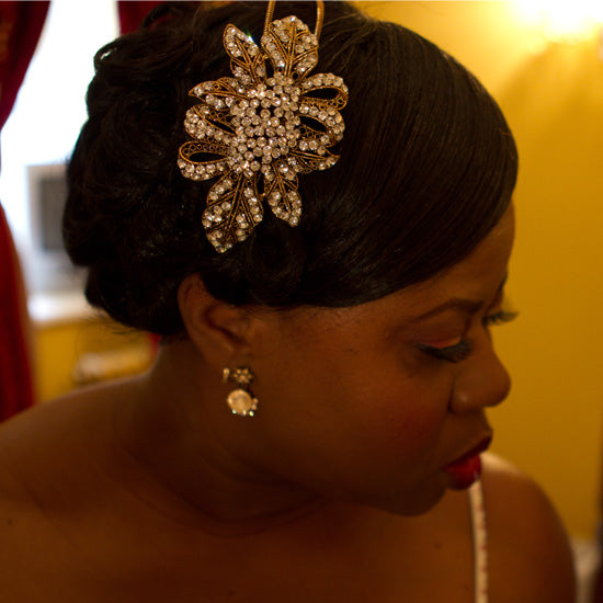 Joy wears Antique Extravagance Side Tiara by Glitzy Secrets