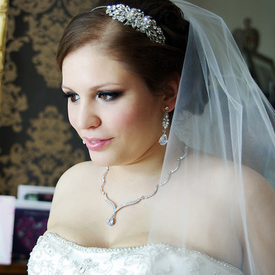 Kristina wears Silver Screen Beauty Necklace by Glitzy Secretsret