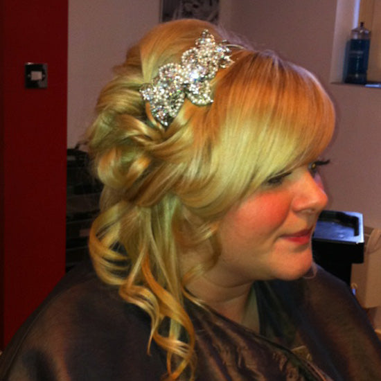 Laura wears Pearl Sensation Side Tiara by Glitzy Secrets