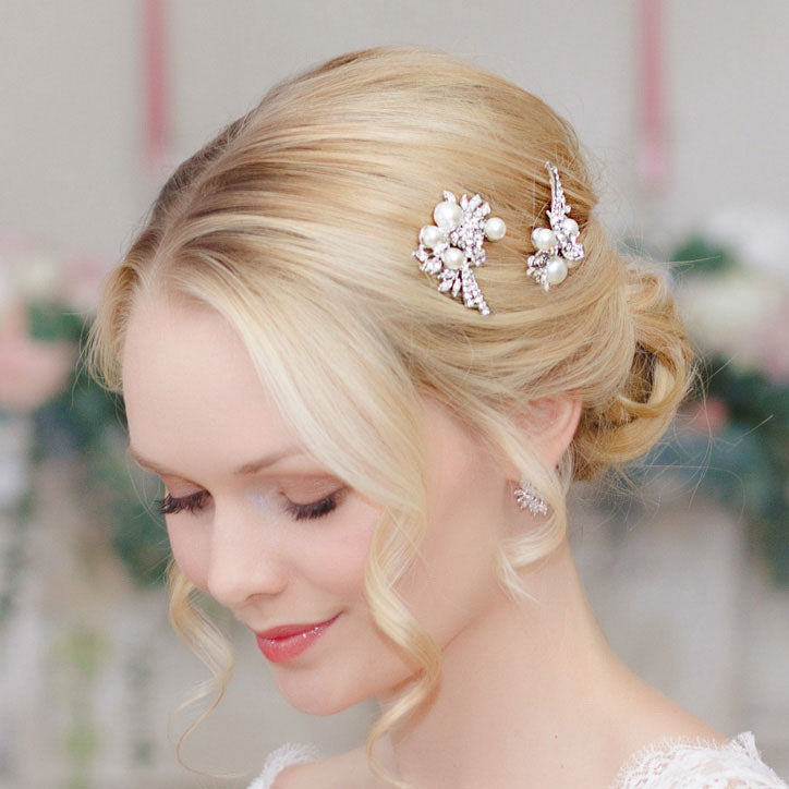 Range of pearl wedding hair pins