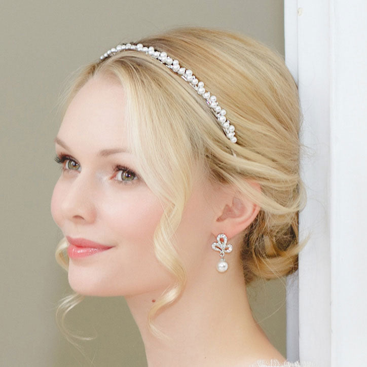 Pearl wedding headbands for brides