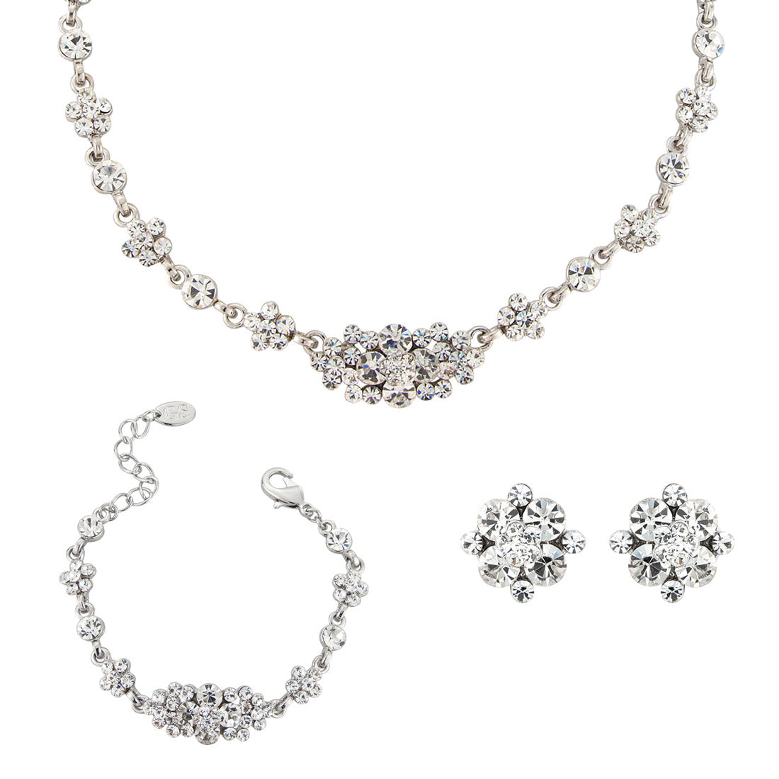 Starlet of Class Clip On Earrings, Necklace & Bracelet Bridal Jewellery Set