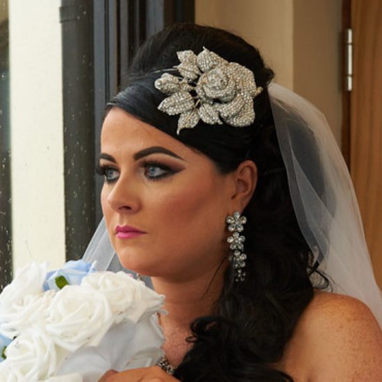 Stephanie wears Rose of Extravagance Side Tiara by Glitzy Secrets