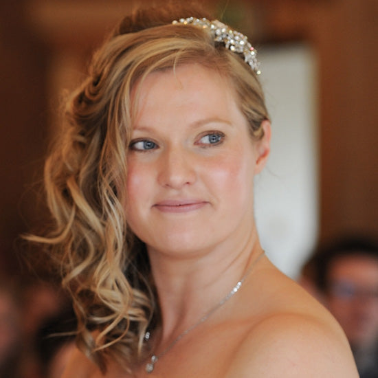 Tracy wears Heirloom of Beauty Side Tiara by Glitzy Secrets