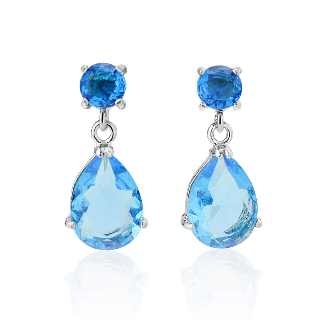 Allure of Aqua Blue Crystal Teardrop Earrings