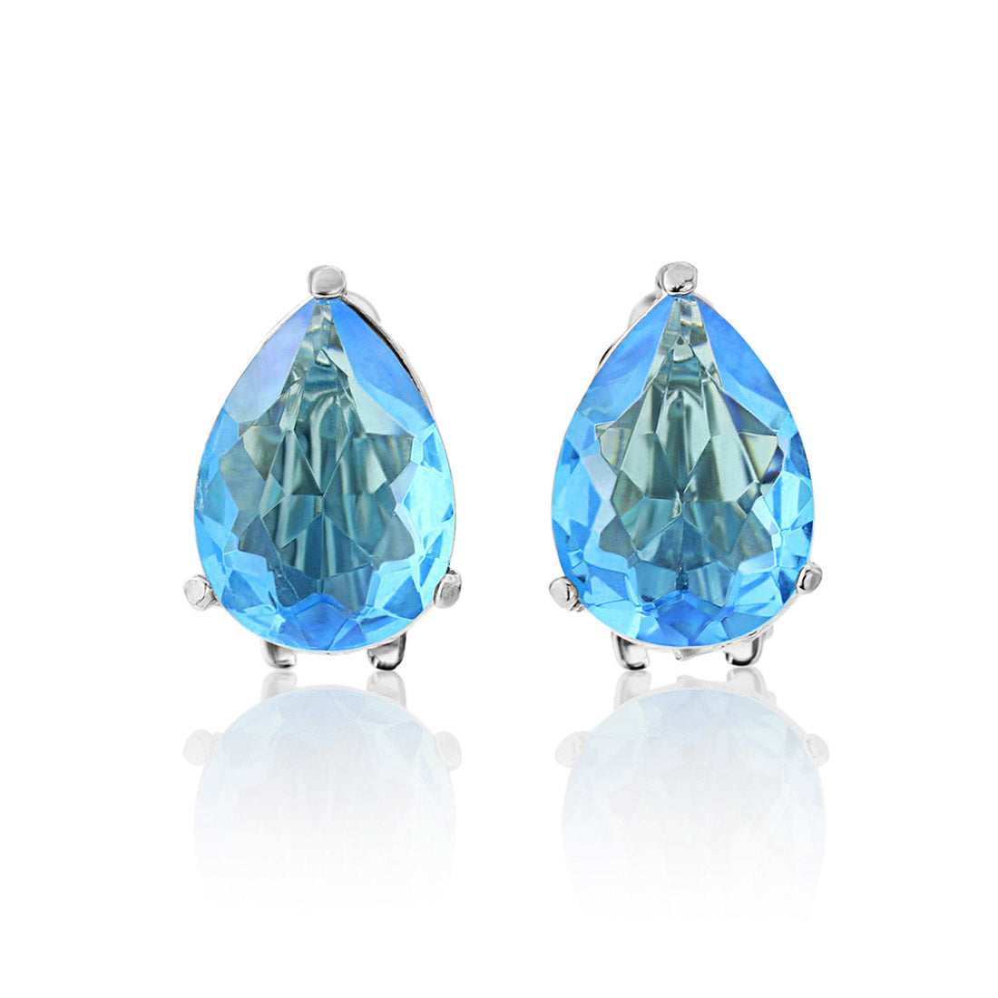 Aqua Sensation Blue Pear Cut Clip On Earrings