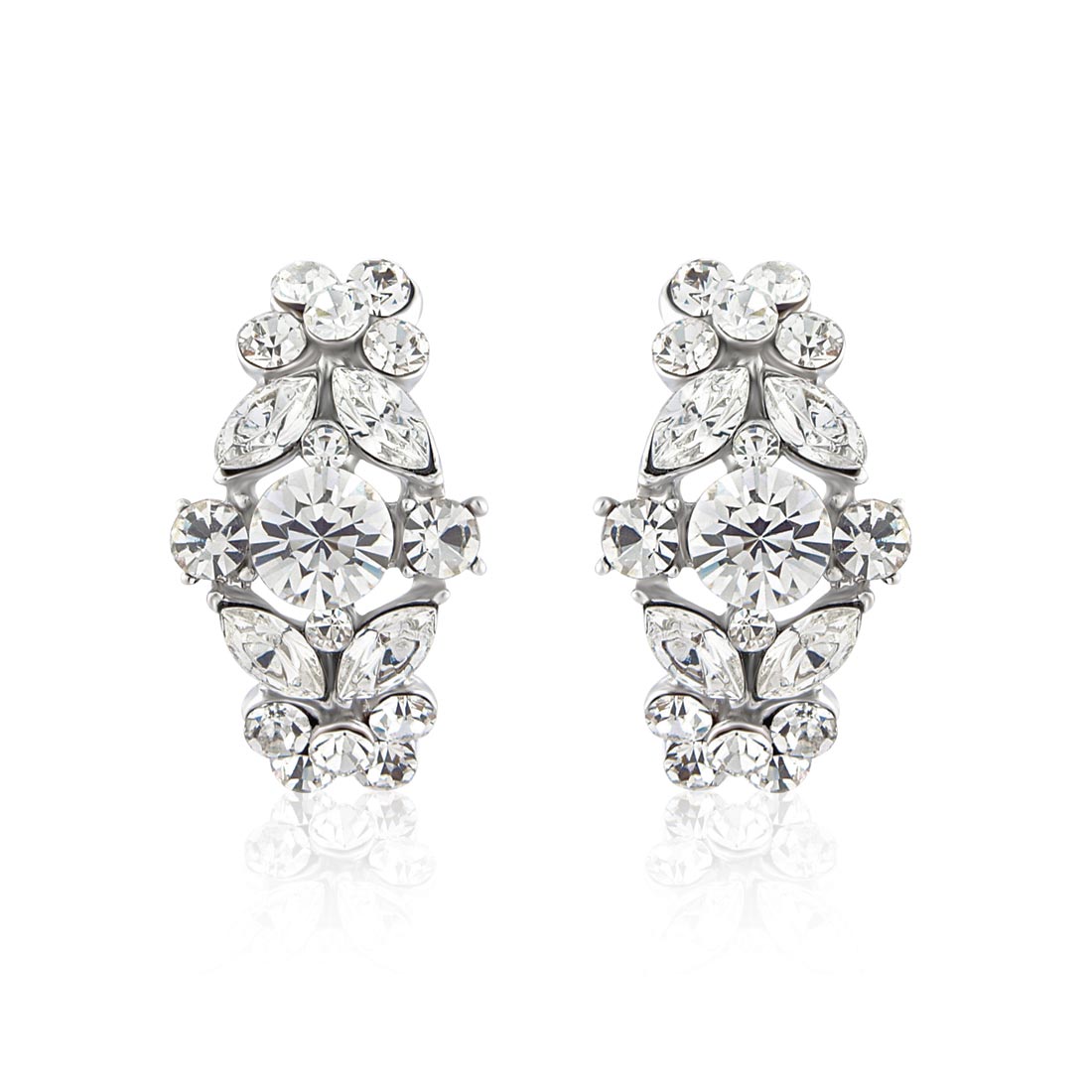 Bejewelled Starlet Crystal Cluster Wedding Earrings