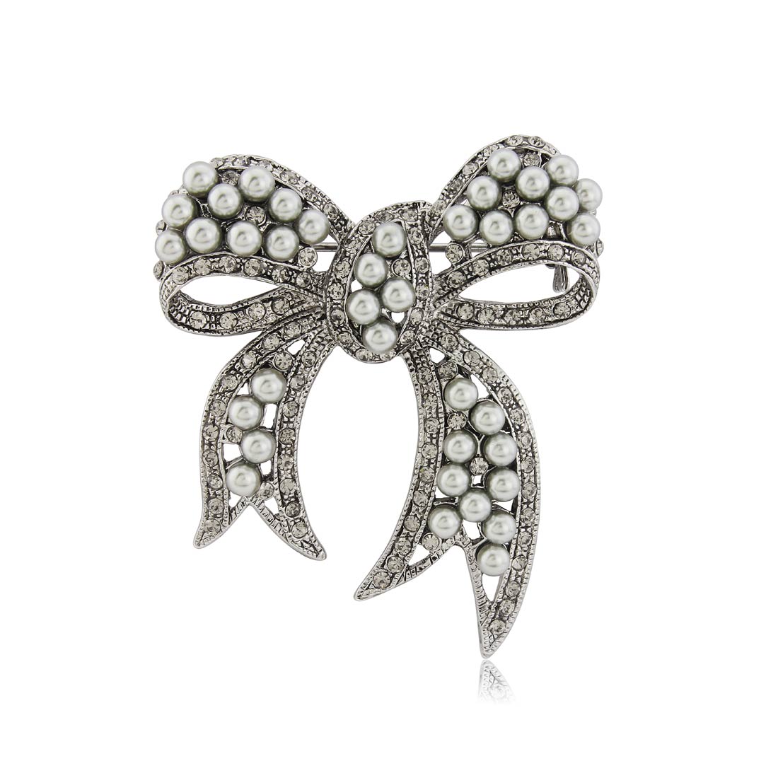Silver sales bow brooch
