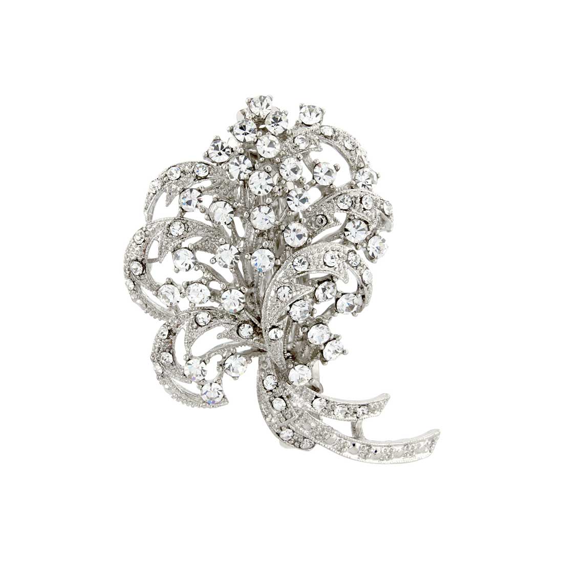 Bygone Charm Crystal Feather Wedding Hair Clip