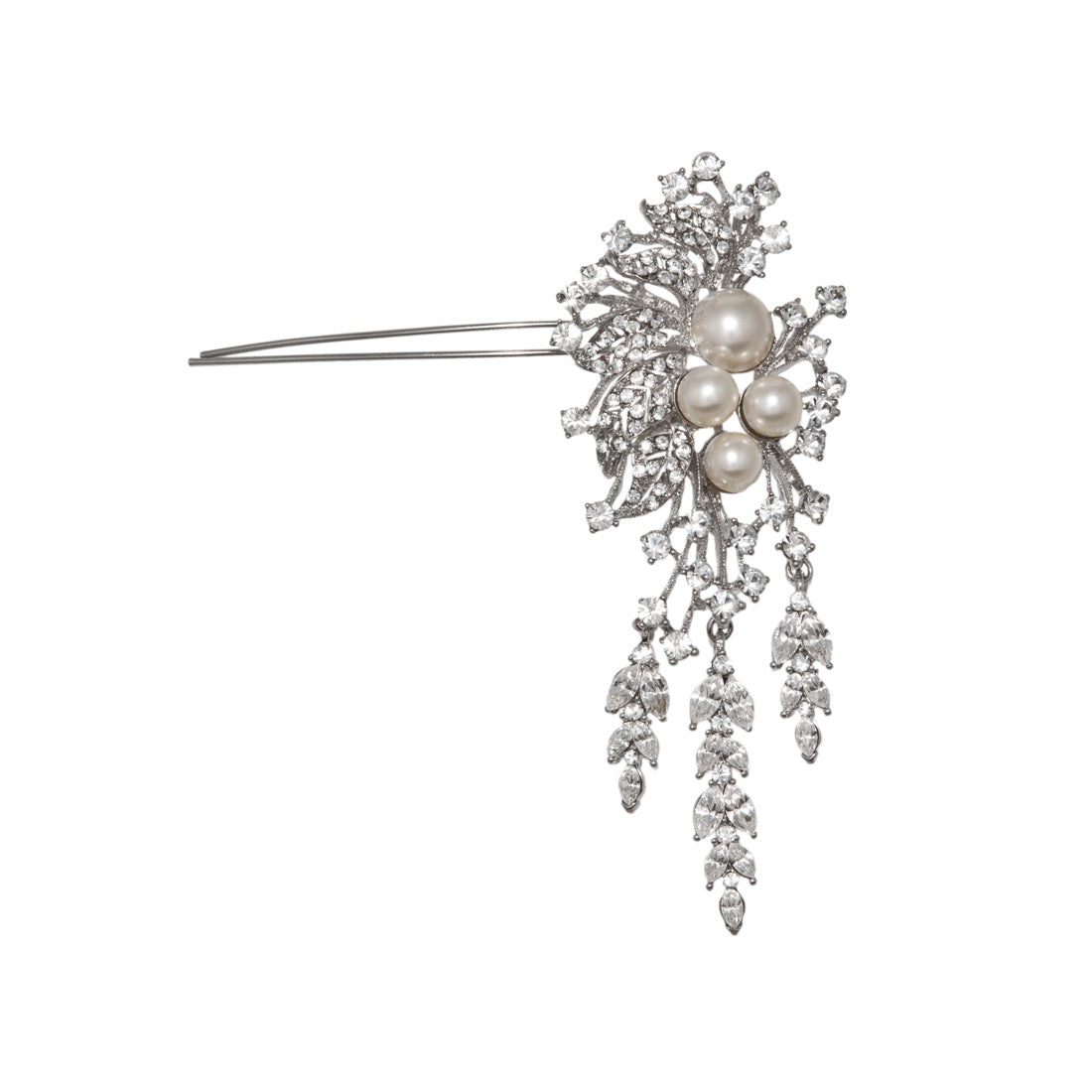 Cascading Bouquet Crystal & Pearl Bridal Hair Pin