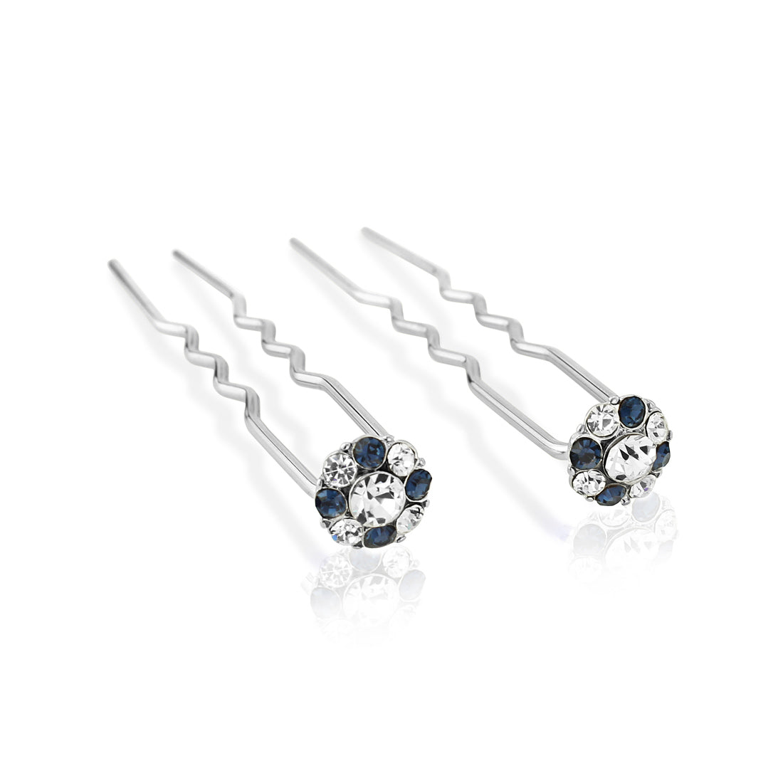 Classic in Midnight Navy Blue Crystal Hair Pins - Pair