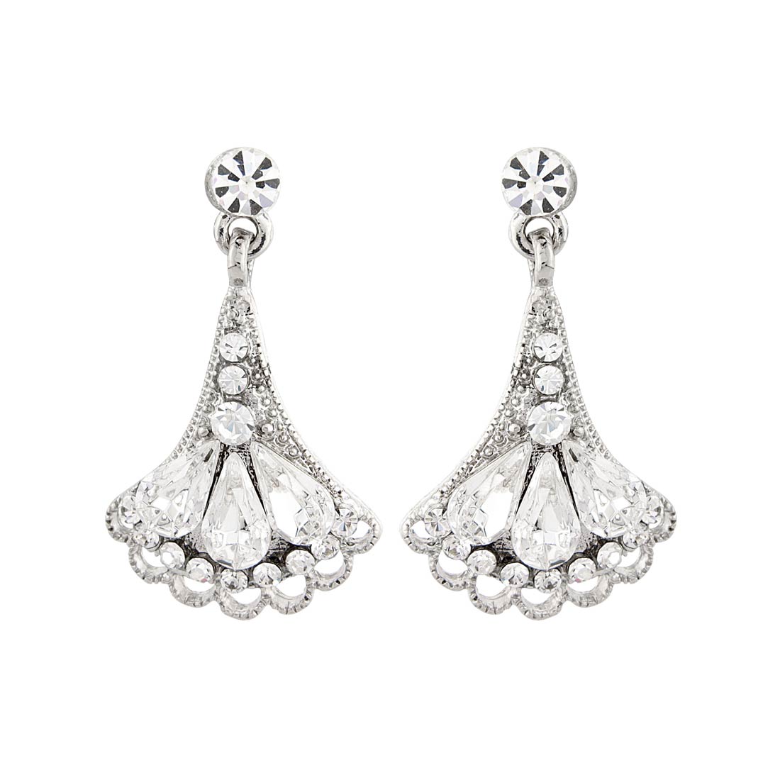 Deco Dream Crystal Fan Drop Wedding Earrings