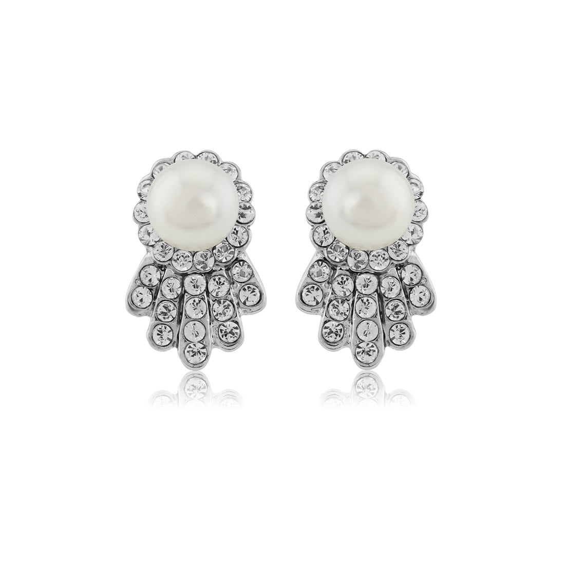 Deco Heirloom Pearl & Crystal Stud Clip On Earrings