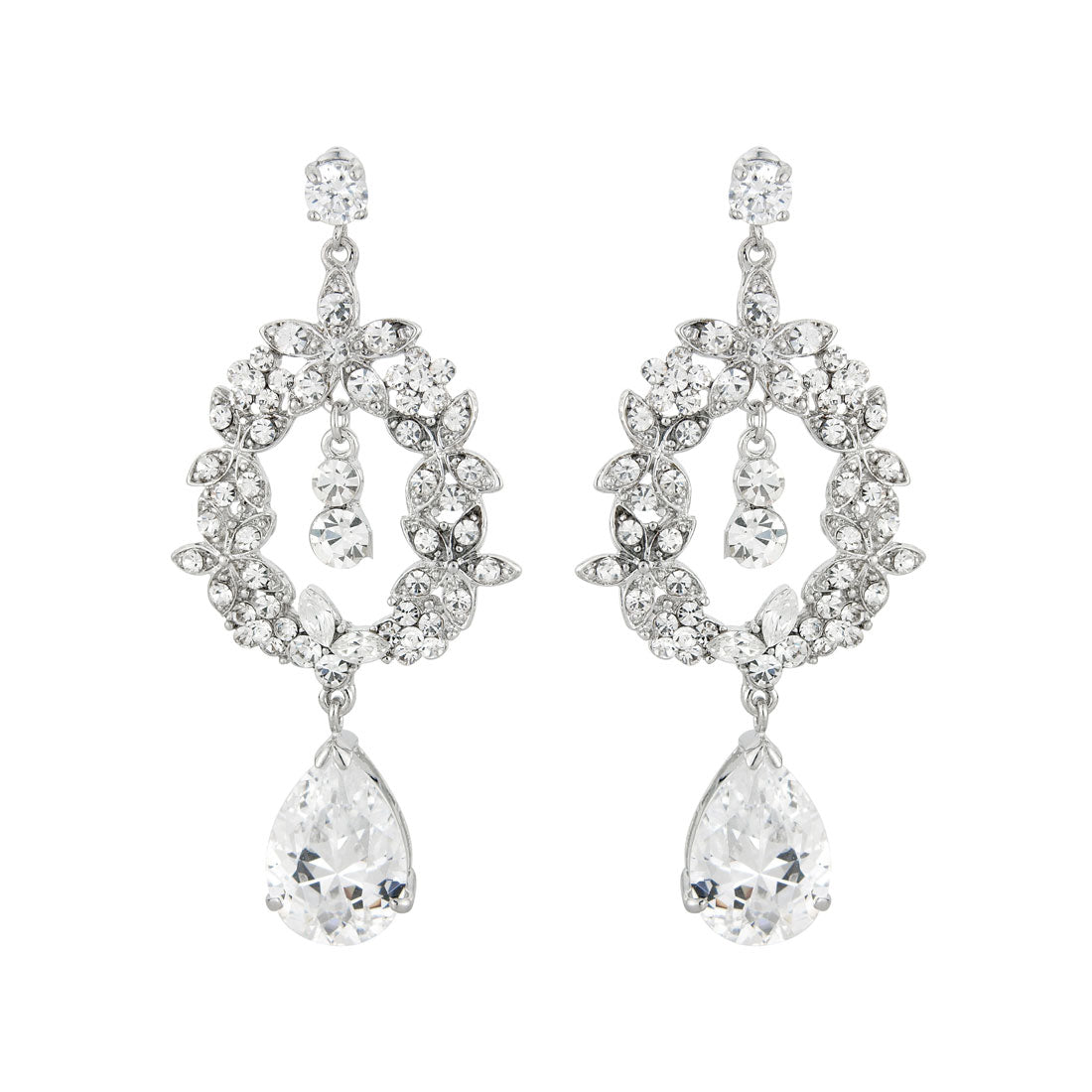 Dramatically Precious Crystal Statement Wedding Earrings