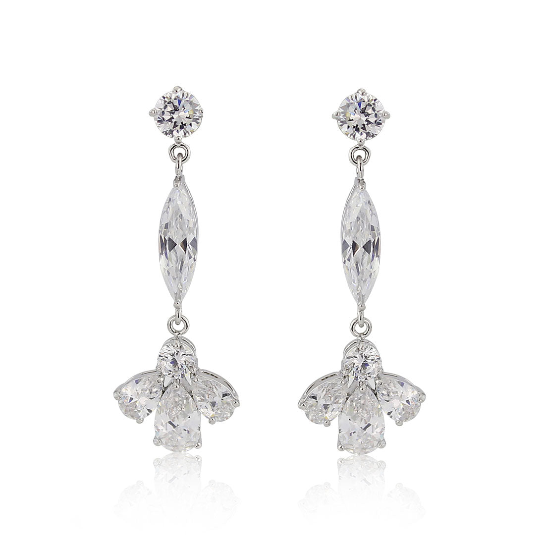 Droplets of Sparkle Cubic Zirconia Drop Bridal Earrings